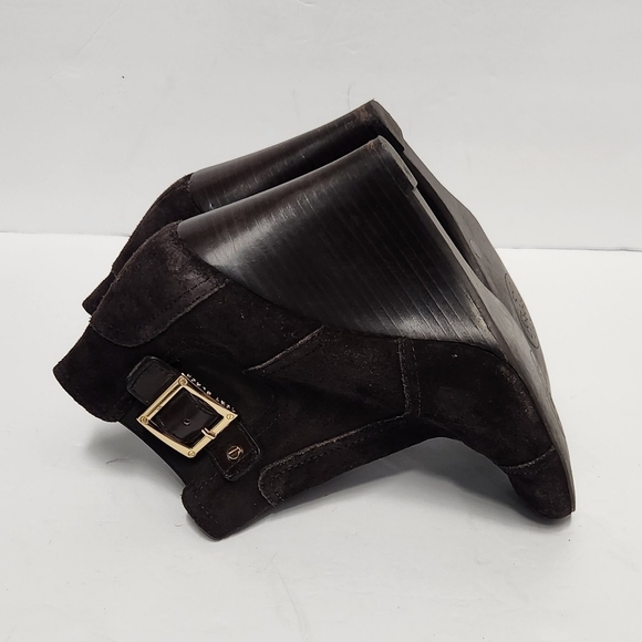 Tory Burch Adrienne Suede Wedge Ankle Booties in‎ Brown - Picture 8 of 13